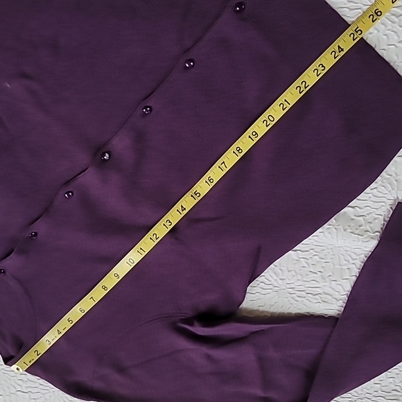Craft & Barrow Plum Pima Cotton Cardigan, Size L - Picture 10 of 10